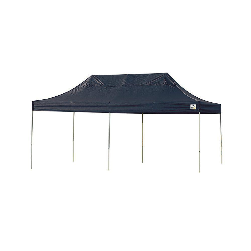 10 ft. W x 20 ft. D Straight-Leg Pop-Up Canopy w/ Black Cover, Black Roller Bag, and 4-Position-Adjustable Steel Frame
