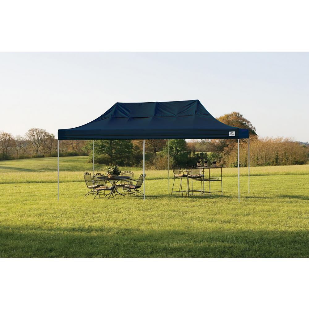 10 ft. W x 20 ft. D Straight-Leg Pop-Up Canopy w/ Black Cover, Black Roller Bag, and 4-Position-Adjustable Steel Frame