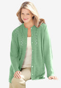 long-sleeve pointelle cardigan