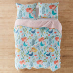 Levtex Home - Andrina Quilt Set -Twin Quilt + One Standard Pillow Sham - Mermaids in Pink, Peach, Turquoise, Yellow and Green - Quilt Size (68x86in) and Pillow Sham Size (26x20in)- Reversible - Cotton