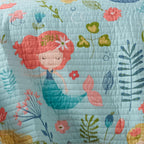 Levtex Home - Andrina Quilt Set -Twin Quilt + One Standard Pillow Sham - Mermaids in Pink, Peach, Turquoise, Yellow and Green - Quilt Size (68x86in) and Pillow Sham Size (26x20in)- Reversible - Cotton