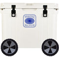 Elite 55 Qt. Rotational-Molded Customizable Cooler System with 2-Sets of Beach Wheels in White