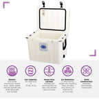 Elite 55 Qt. Rotational-Molded Customizable Cooler System with 2-Sets of Beach Wheels in White