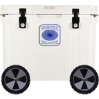 Elite 55 Qt. Rotational-Molded Customizable Cooler System with 2-Sets of Beach Wheels in White