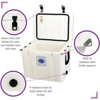 Elite 55 Qt. Rotational-Molded Customizable Cooler System with 2-Sets of Beach Wheels in White