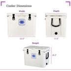 Elite 55 Qt. Rotational-Molded Customizable Cooler System with 2-Sets of Beach Wheels in White