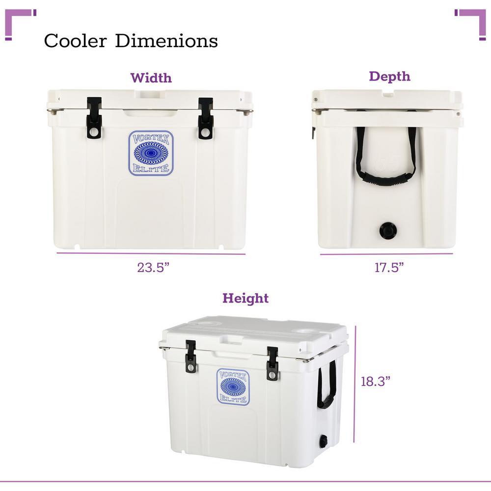 Elite 55 Qt. Rotational-Molded Customizable Cooler System with 2-Sets of Beach Wheels in White