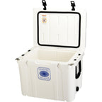 Elite 55 Qt. Rotational-Molded Customizable Cooler System with 2-Sets of Beach Wheels in White