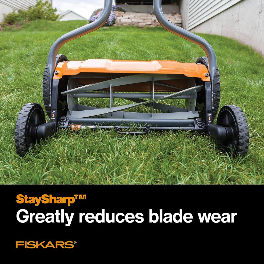 Push Mower - 17" Cut Width Manual Reel Mower with No Motor - Grass Cutter with Steel Blades that Stay Sharp - Eco-Friendly Cordless Grass Trimmer for Lawn Care