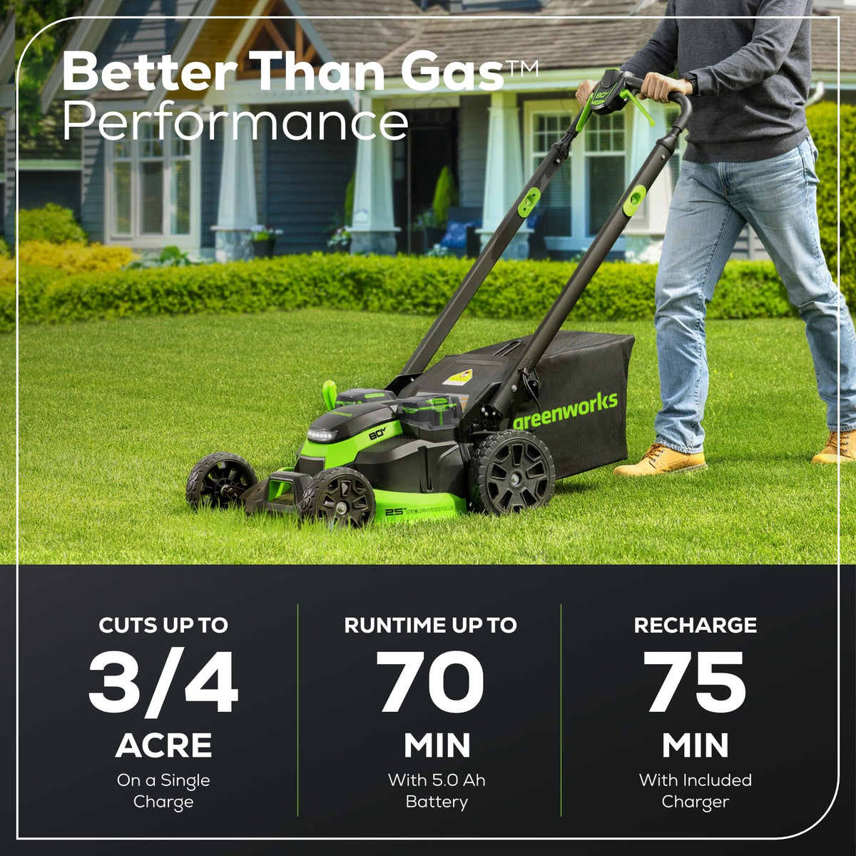 80V 25" Brushless Cordless ( Self-Propelled) Lawn Mower (75+ Compatible Tools), 5.0Ah Battery and Charger Included