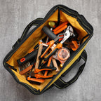 3 Pack Tool Bag for Men with Waterproof Hard Bottom, Heavy Duty Tool Bag Wide Mouth Tote for Various Instrument, Electrician Carpenter Mechanic(Blue, Red, Yellow,13 Inch,Classic)