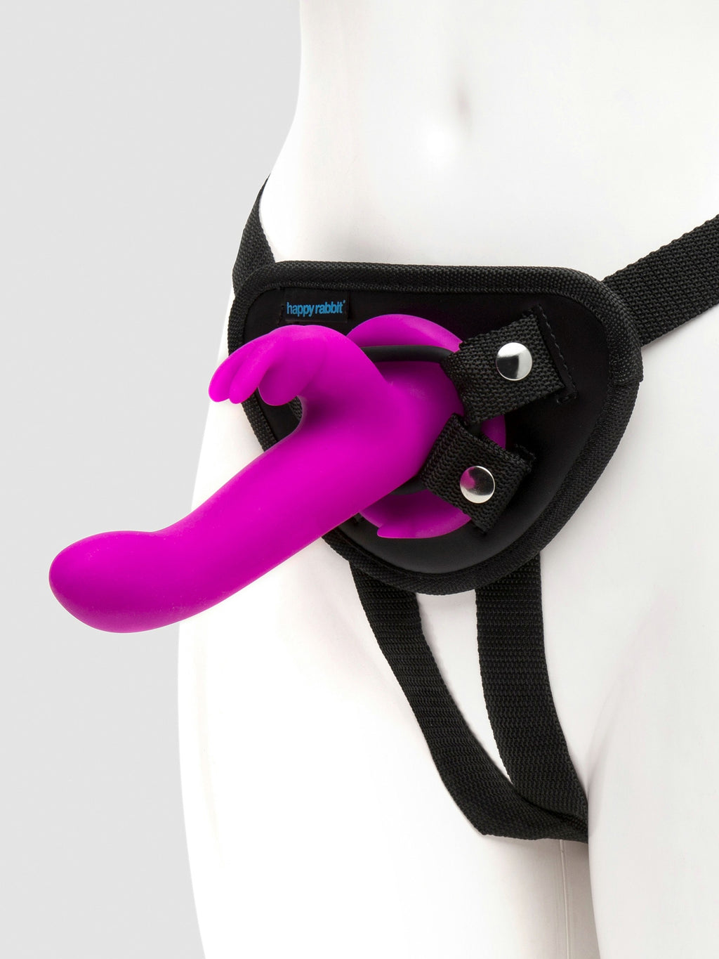 Happy Rabbit Rechargeable Vibrating Strap-On Harness Set, Purple