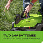 48V (24V x 2) 17" Brushless Cordless Push Lawn Mower, Includes (2) 4.0Ah Batteries and Dual Port Rapid Charger((200+ Compatible Tools, 45Min Runtime)