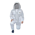 ms professional 3 layer bee suit apiarist ventilated beekeeper protective suit with one pair gloves apiary beekeeping suit bee sting proof suit with fencing veil (xxxx-large, white)