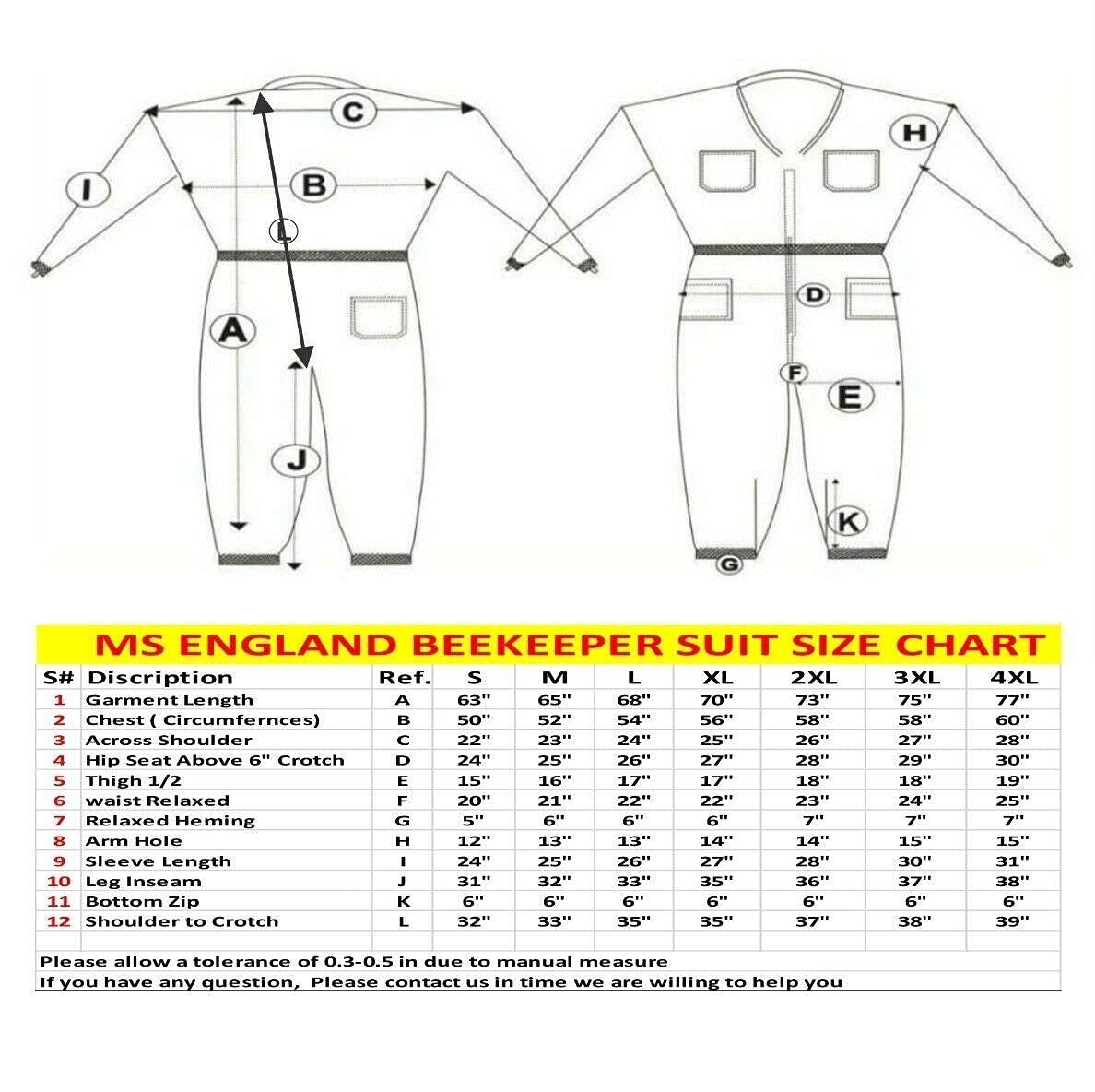 ms professional 3 layer bee suit apiarist ventilated beekeeper protective suit with one pair gloves apiary beekeeping suit bee sting proof suit with fencing veil (xxxx-large, white)