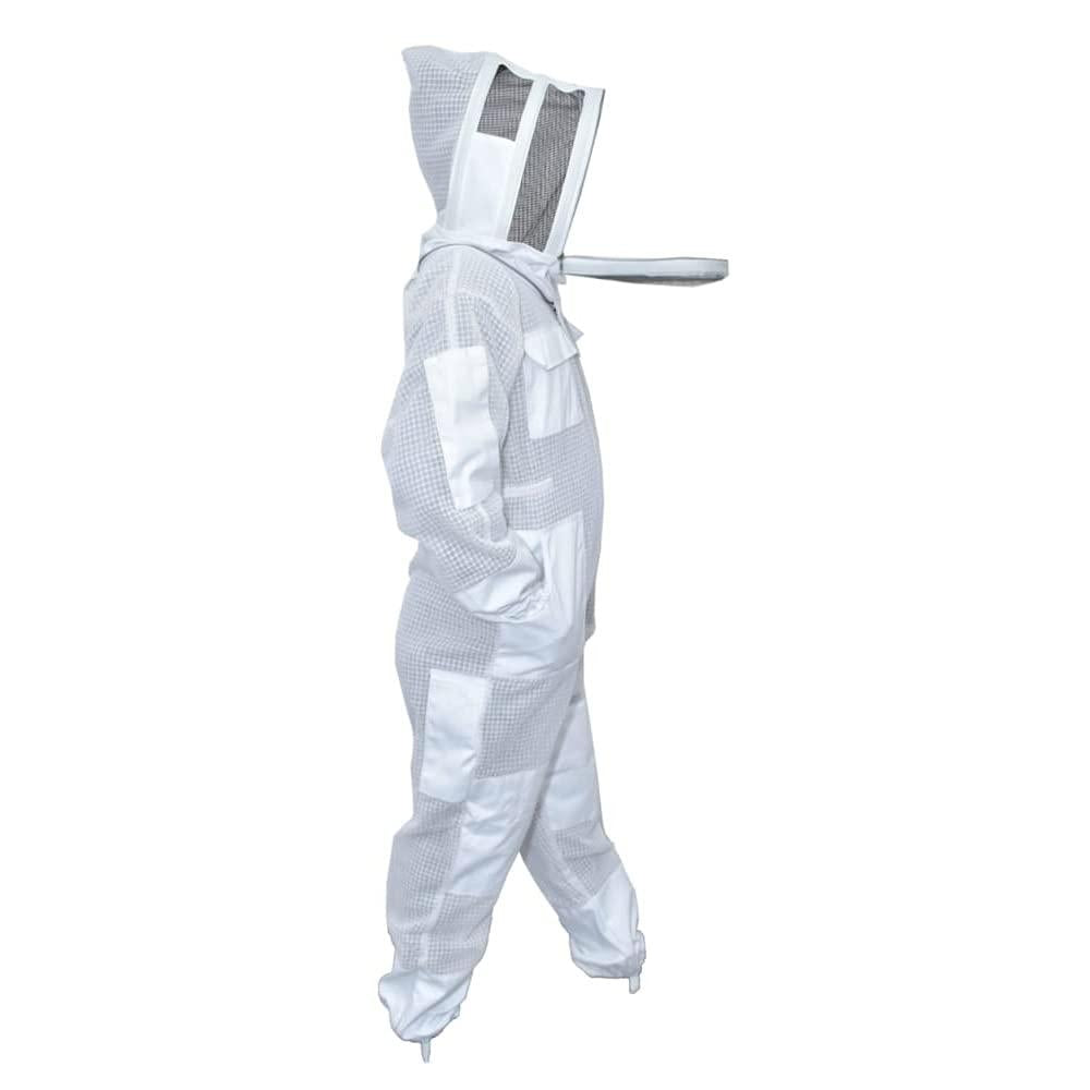 ms professional 3 layer bee suit apiarist ventilated beekeeper protective suit with one pair gloves apiary beekeeping suit bee sting proof suit with fencing veil (xxxx-large, white)