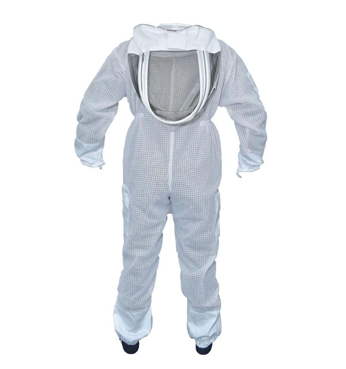 ms professional 3 layer bee suit apiarist ventilated beekeeper protective suit with one pair gloves apiary beekeeping suit bee sting proof suit with fencing veil (xxxx-large, white)