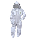 ms professional 3 layer bee suit apiarist ventilated beekeeper protective suit with one pair gloves apiary beekeeping suit bee sting proof suit with fencing veil (xxxx-large, white)