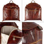 Leather Garment Bag Suit Duffel Slim Carry-on Suitcase Dress Protection Bag Brown – Time Resistance