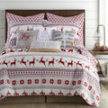 levtex home silent night full/queen quilt set, red/grey/white, cotton christmas holiday