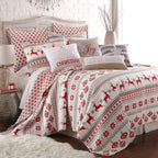 levtex home silent night full/queen quilt set, red/grey/white, cotton christmas holiday