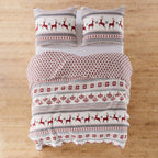 levtex home silent night full/queen quilt set, red/grey/white, cotton christmas holiday