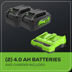 48V (24V x 2) 20" Brushless Cordless (Push) Lawn Mower (LED Headlight), (2) 4.0Ah Batteries and Dual Port Rapid Charger Included (200+ Compatible Tools)
