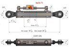 hydraulic top link cat. 1-1 with locking block 18 1/8” - 26 3/8” with 2 x hose
