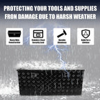 48 Inch Heavy Duty Aluminum Stripes Plated Tool Box Pick Up Truck Bed RV Trailer Toolbox Square StoraOrganizer with Side Handle, Lock and Keys, Waterproof -48"x 19.5"x 17.5"，Black