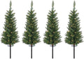 Set of 4 Lighted 3 Feet High Christmas Pathway Trees with Yard Stakes - Battery Operated with Timer and Functions