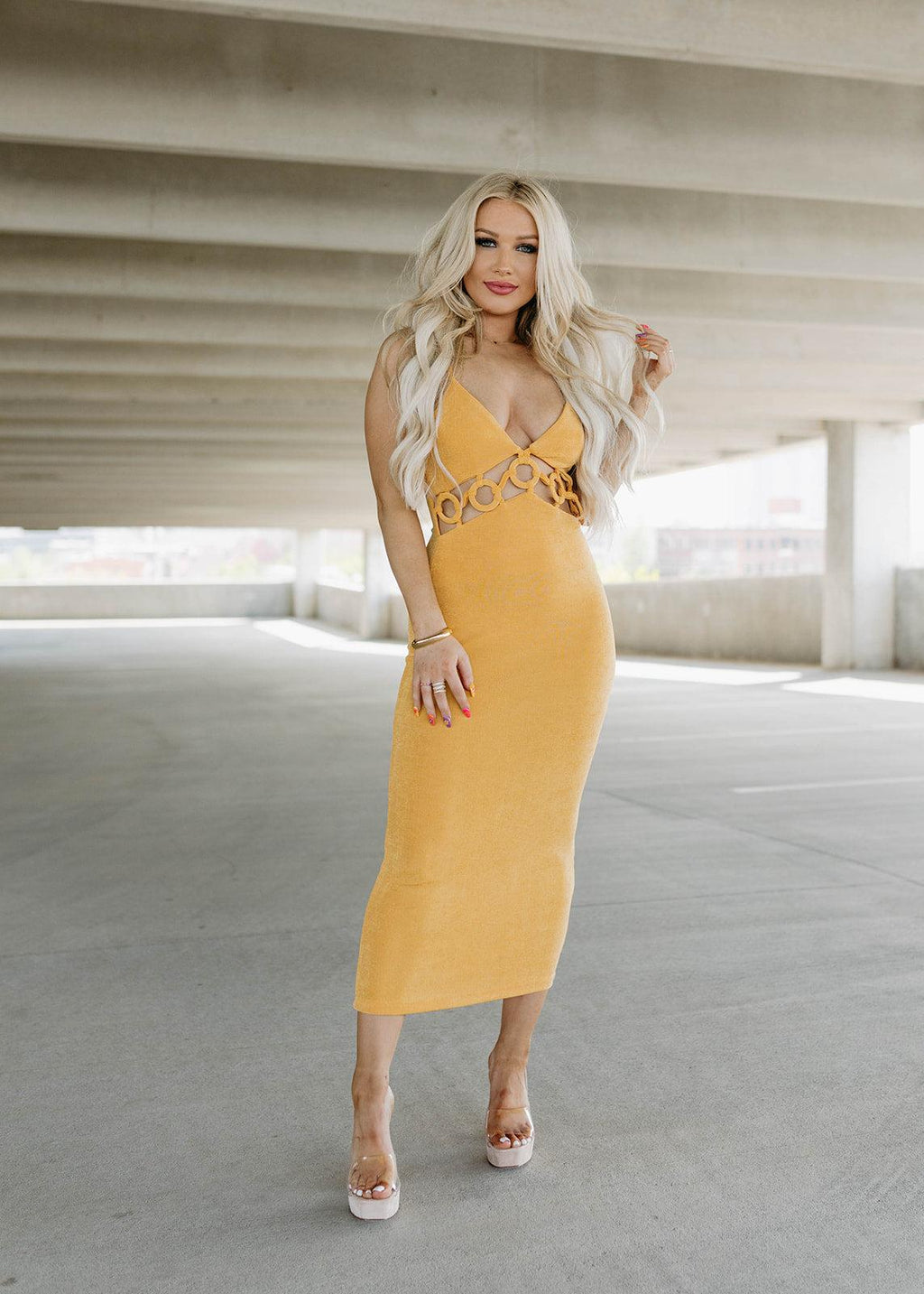 cut out midi dress - mango