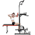 Power Tower Dip Station Pull Up Bar Sit Up Bench for Home Gym Dip Stands Strength Training Workout Equipment