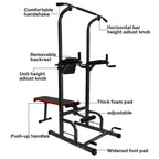 Power Tower Dip Station Pull Up Bar Sit Up Bench for Home Gym Dip Stands Strength Training Workout Equipment