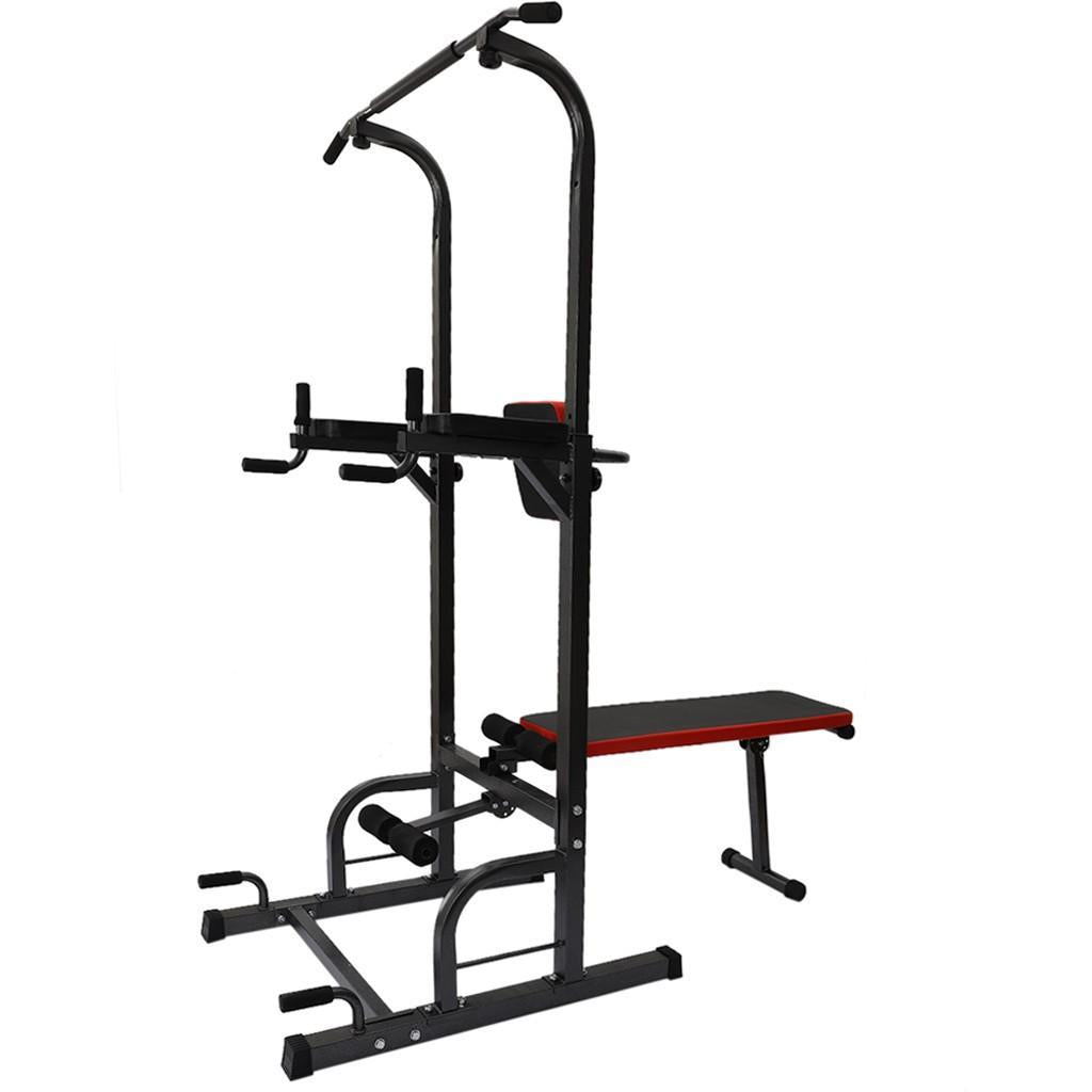 Power Tower Dip Station Pull Up Bar Sit Up Bench for Home Gym Dip Stands Strength Training Workout Equipment