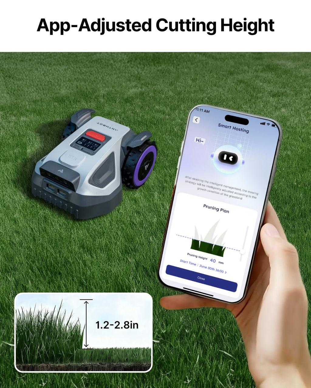 M9 Robot Lawn Mower 1/4 Acre, Dual Vision+Full-Band RTK Robotic Lawnmower, No Perimeter Wire, App Control Obstacle Avoidance, 45% Slope, Cutting Height, Multi-Zone Mapping