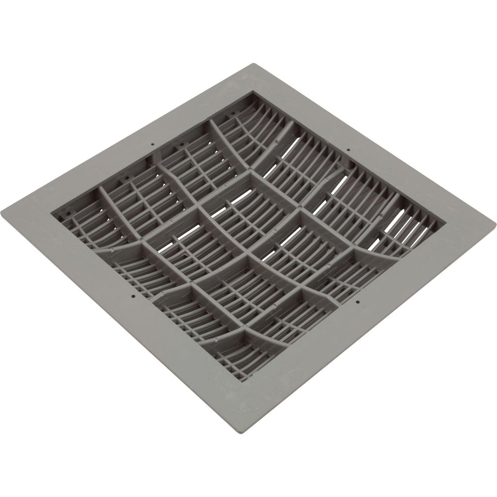 Waterway Plastics Main Drain Grate, Waterway, 12" x 12" Square, w/Frame, Gray