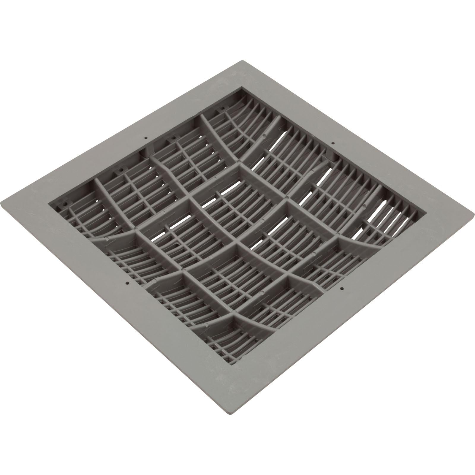 Waterway Plastics Main Drain Grate, Waterway, 12" x 12" Square, w/Frame, Gray
