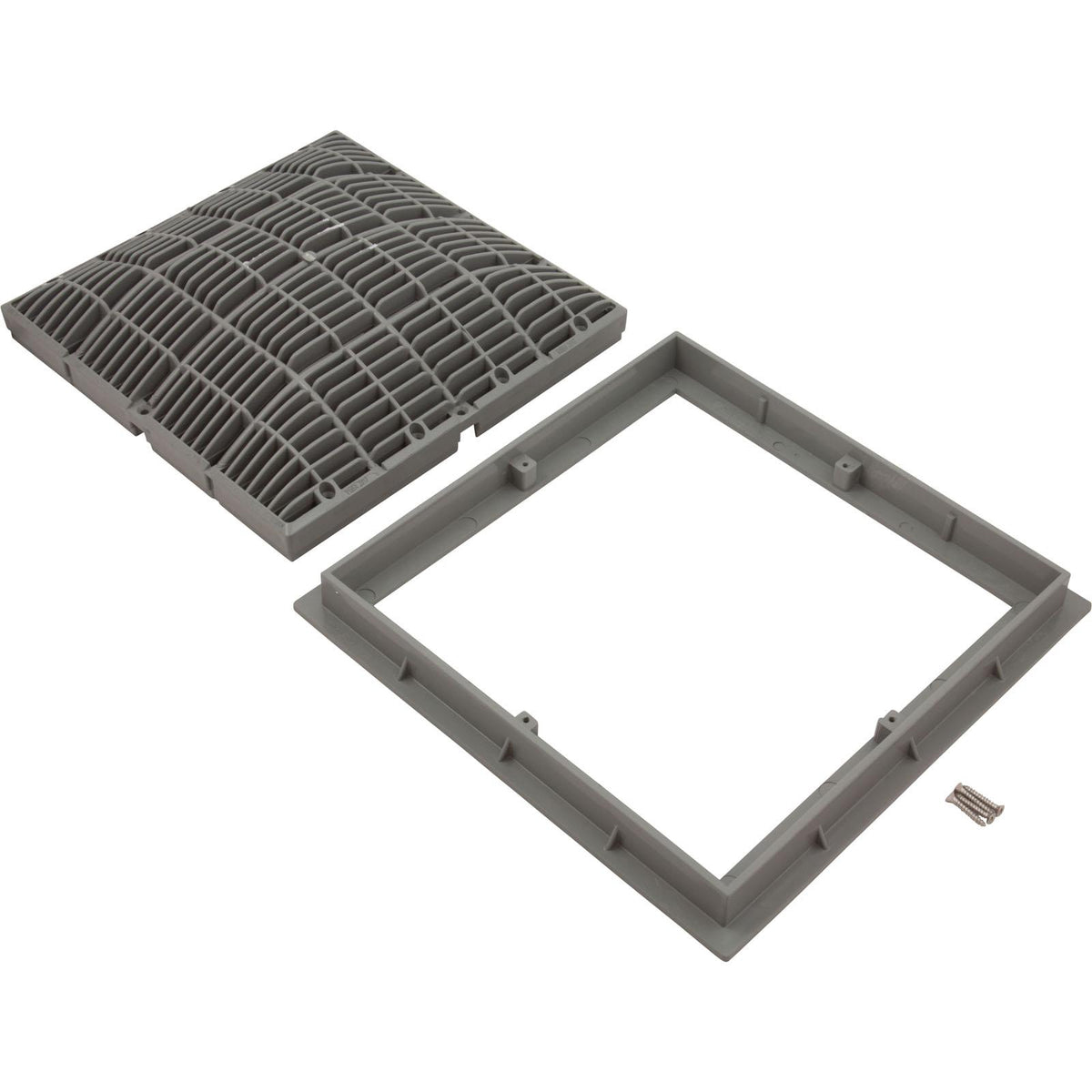 Waterway Plastics Main Drain Grate, Waterway, 12" x 12" Square, w/Frame, Gray