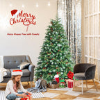 6ft Pre-Lit Snowy Christmas Hinged Tree 11 Flash Modes w/ 350 Multi-Color Lights