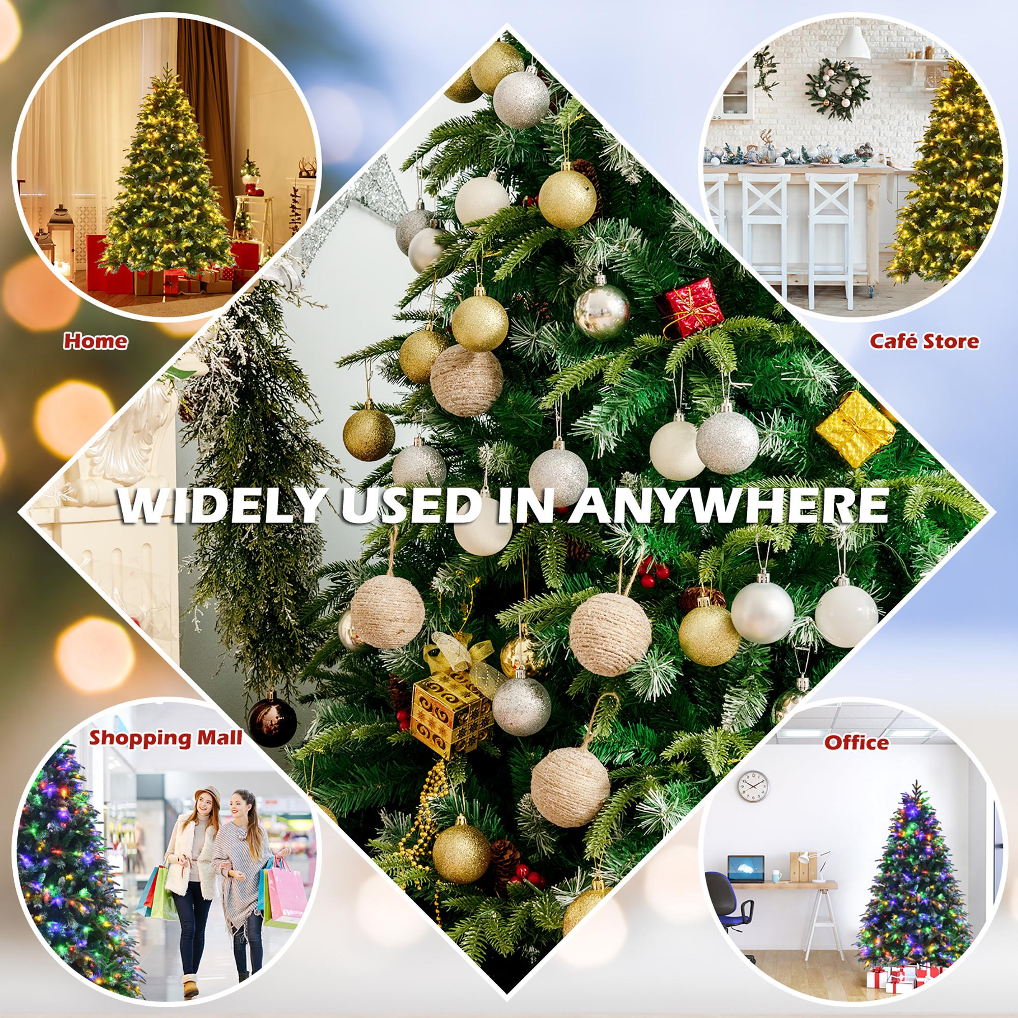 6ft Pre-Lit Snowy Christmas Hinged Tree 11 Flash Modes w/ 350 Multi-Color Lights