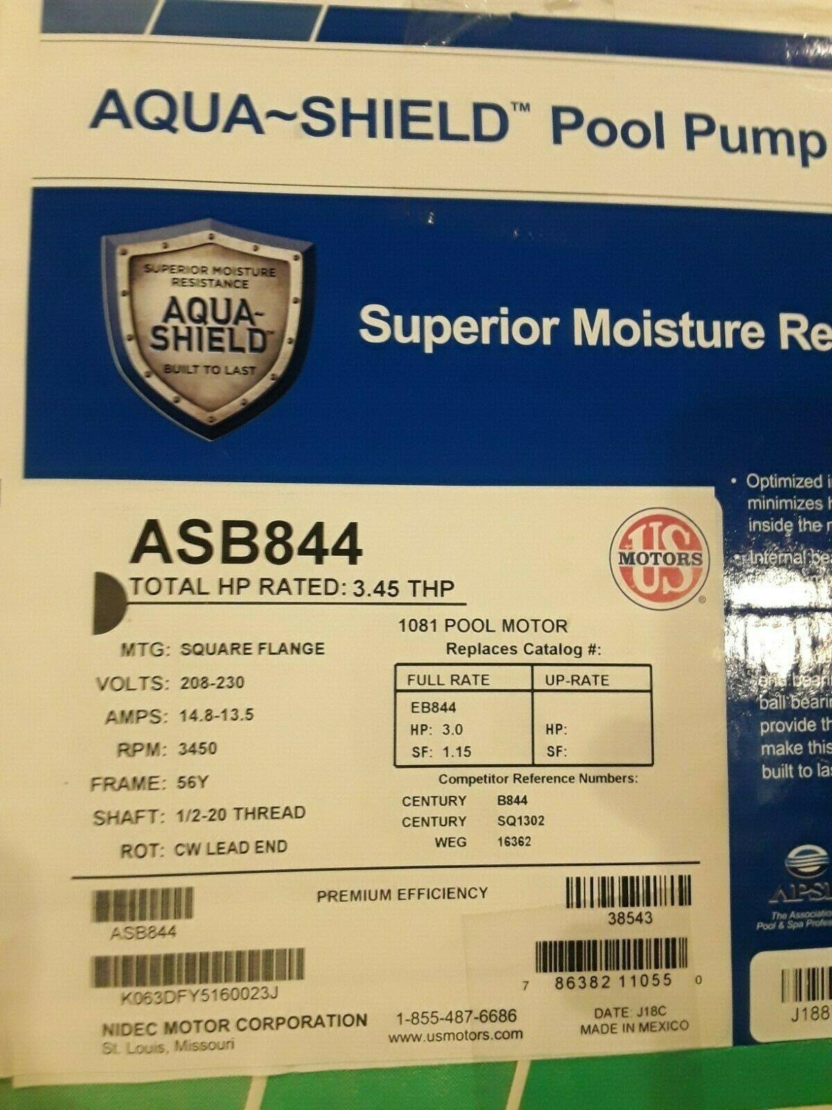 us motors aqua shield pool pump motor 3 hp square flange