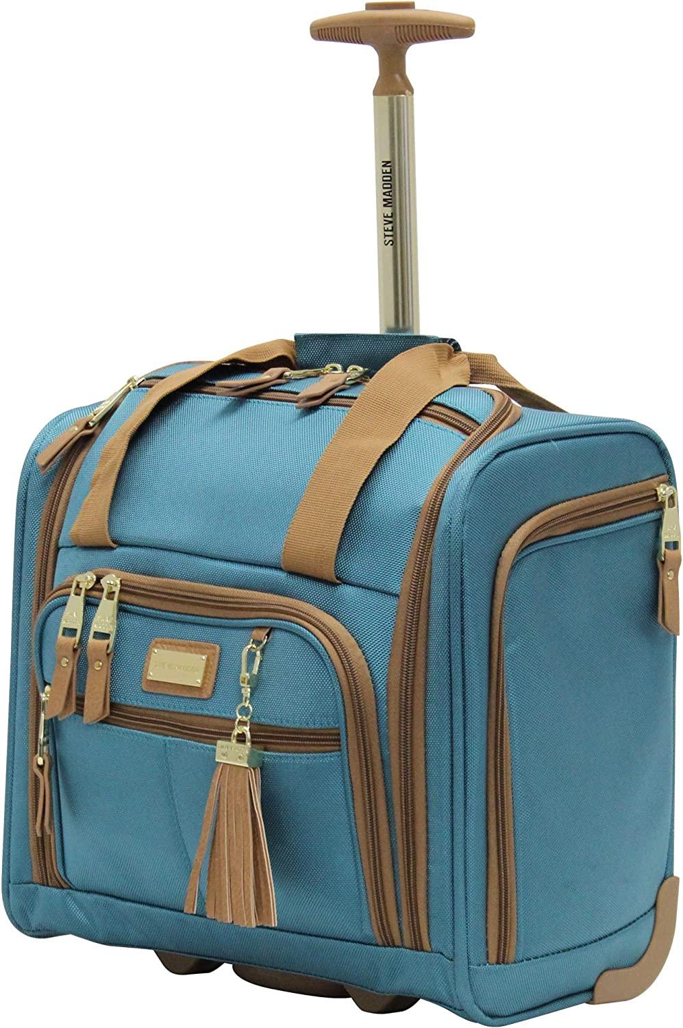 er 15 Inch Carry on Suitcase- Small Weekender Overnight Business Travel Luggage- Lightweight 2- Rolling Spinner Wheels Under Seat Bag for Women (Harlo Teal Blue)