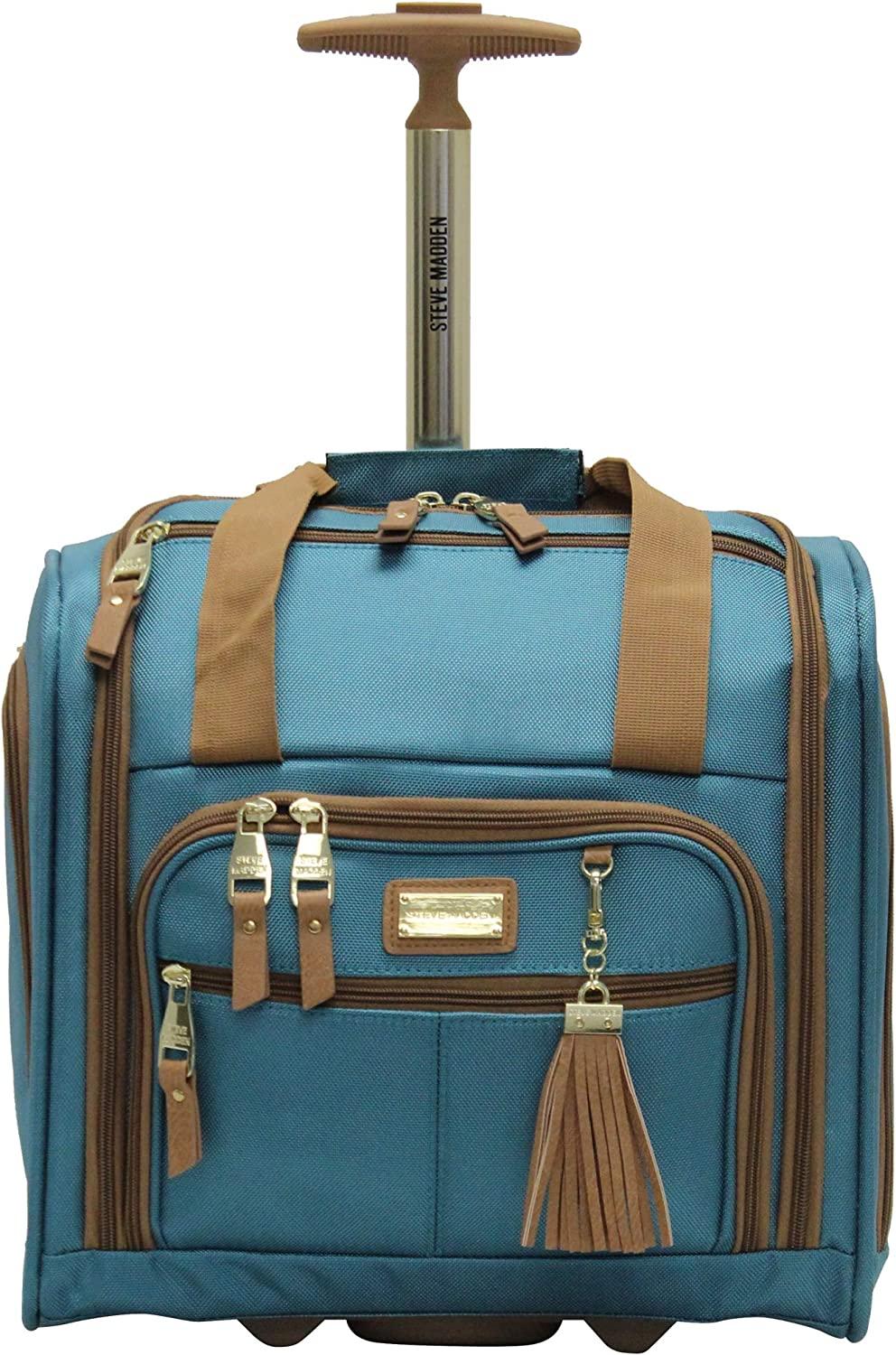 er 15 Inch Carry on Suitcase- Small Weekender Overnight Business Travel Luggage- Lightweight 2- Rolling Spinner Wheels Under Seat Bag for Women (Harlo Teal Blue)