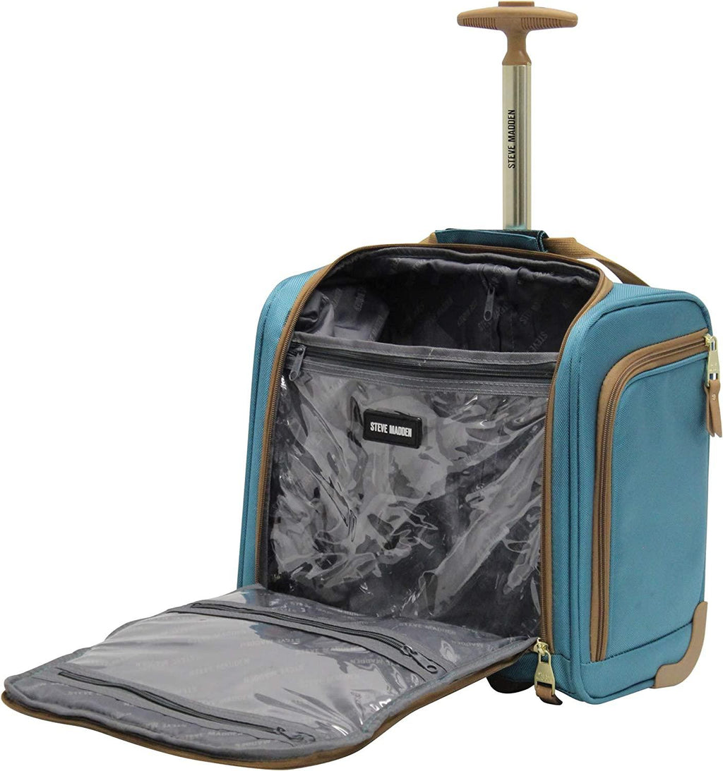 er 15 Inch Carry on Suitcase- Small Weekender Overnight Business Travel Luggage- Lightweight 2- Rolling Spinner Wheels Under Seat Bag for Women (Harlo Teal Blue)