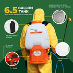 petratools battery backpack sprayer with custom fitted cart and 100 foot commercial hose, 2 hoses included, commercial quality heavy duty sprayer (hd5000 6.5-gallon with reel cart)