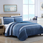 Nautica Coveside Reversible 3-Piece Quilt Set in Blue