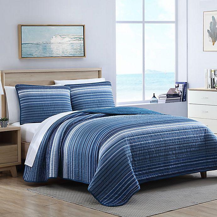 Nautica Coveside Reversible 3-Piece Quilt Set in Blue