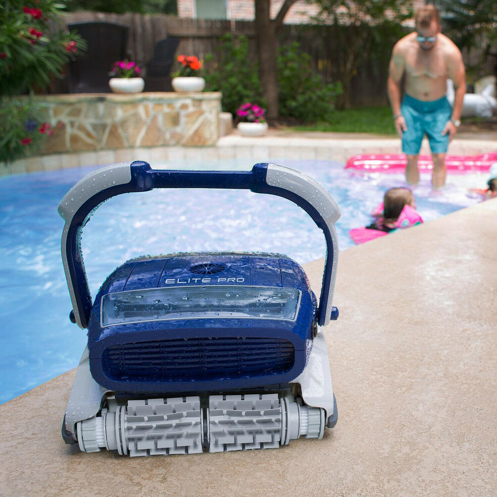 aquabot elite pro robotic pool cleaner with bluetooth and top-load filters