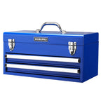 Tool Box with Drawers, 18 Inch with 2 Drawers and 1 Top Storage, Portable Toolbox with Metal Latch and Liner for Garage, Office and Home Storage, 100 LBS Load Capacity (Totally)