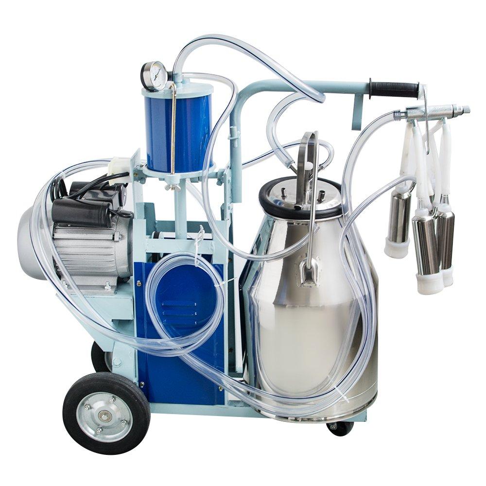 enshey electric milking machine 25l 550w argricultural portable stainless steel farm ewe milking milker 1440rmp/min single bucket piston tank container barrel set kit for cows cattle or sheep